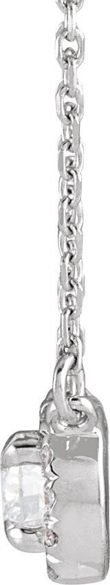14K Gold Round Lab-Grown Diamond French-Set Halo-Style Necklace - White Gold - view 4