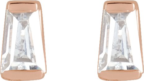 14K Gold Natural Diamond Tapered Baguette Channel-Set Stud Earrings - Rose Gold - view 4