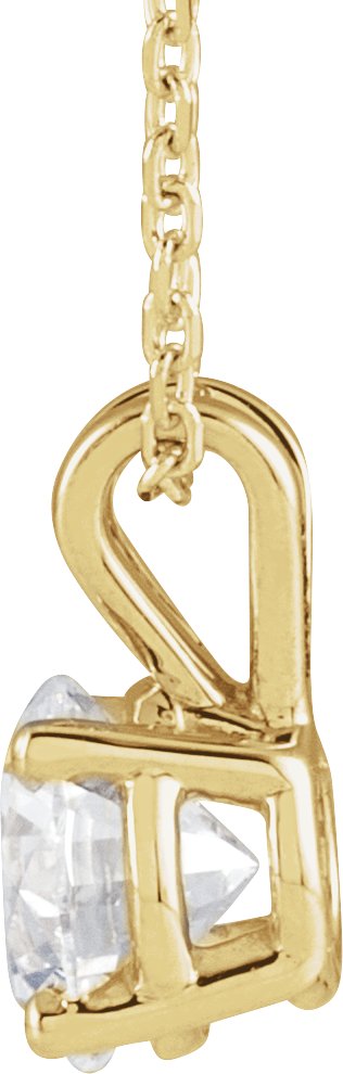 14K Gold Round Lab-Grown Diamond Solitaire Necklace – 4-6.5mm Stones - Yellow Gold - view 2