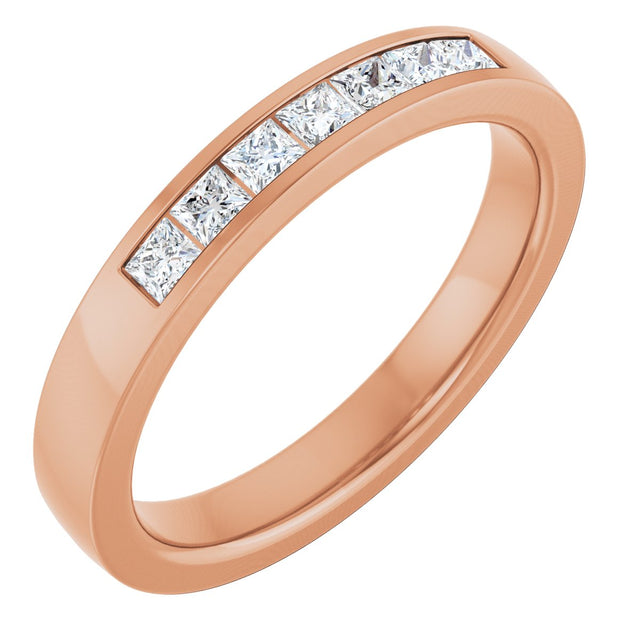 14K Gold Lab-Grown Diamond Channel-Set Seven-Stone Band - Rose Gold
