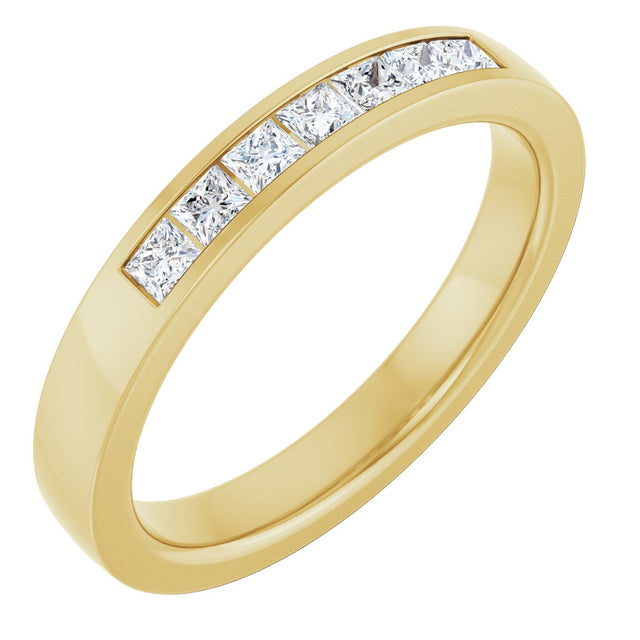 14K Gold Lab-Grown Diamond Channel-Set Seven-Stone Band - Yellow Gold