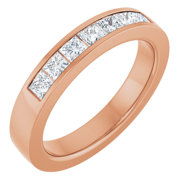 14K Gold Lab-Grown Diamond Channel-Set Seven-Stone Band - Rose Gold