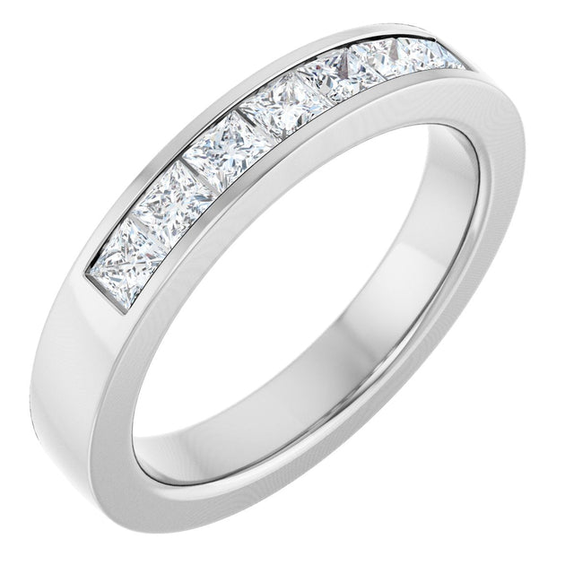 14K Gold Lab-Grown Diamond Channel-Set Seven-Stone Band - White Gold