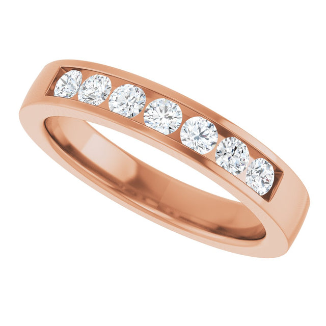 14K Gold Lab-Grown Diamond Channel-Set Seven-Stone Band - Rose Gold - view 5