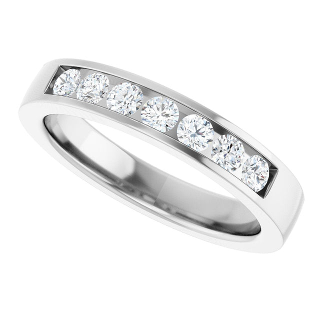 14K Gold Lab-Grown Diamond Channel-Set Seven-Stone Band - White Gold - view 5
