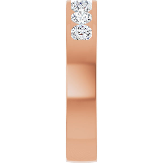 14K Gold Lab-Grown Diamond Channel-Set Seven-Stone Band - Rose Gold - view 4