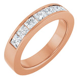 14K Gold Lab-Grown Diamond Channel-Set Seven-Stone Band - Rose Gold