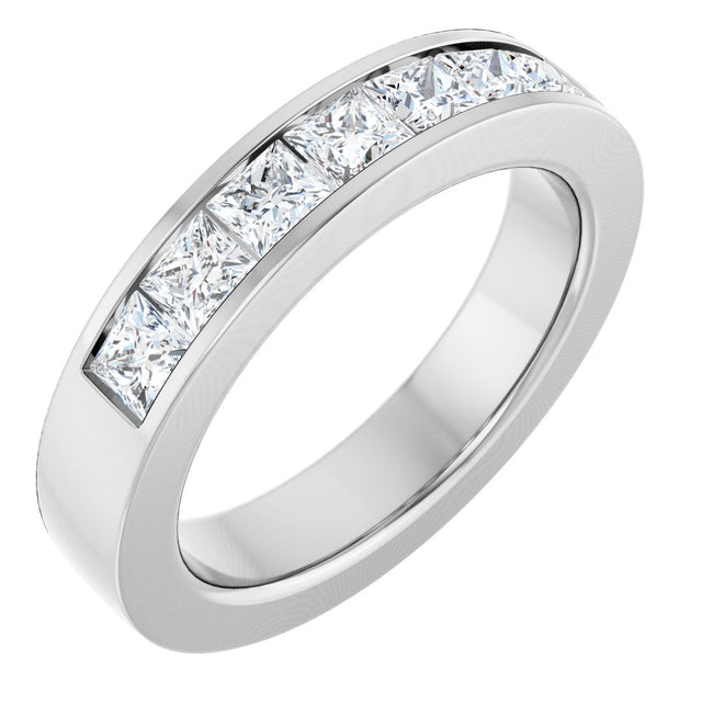 14K Gold Lab-Grown Diamond Channel-Set Seven-Stone Band - White Gold