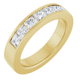 14K Gold Lab-Grown Diamond Channel-Set Seven-Stone Band - Yellow Gold