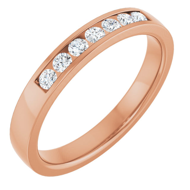 14K Gold Lab-Grown Diamond Channel-Set Seven-Stone Band - Rose Gold