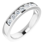 14K Gold Lab-Grown Diamond Channel-Set Seven-Stone Band - White Gold