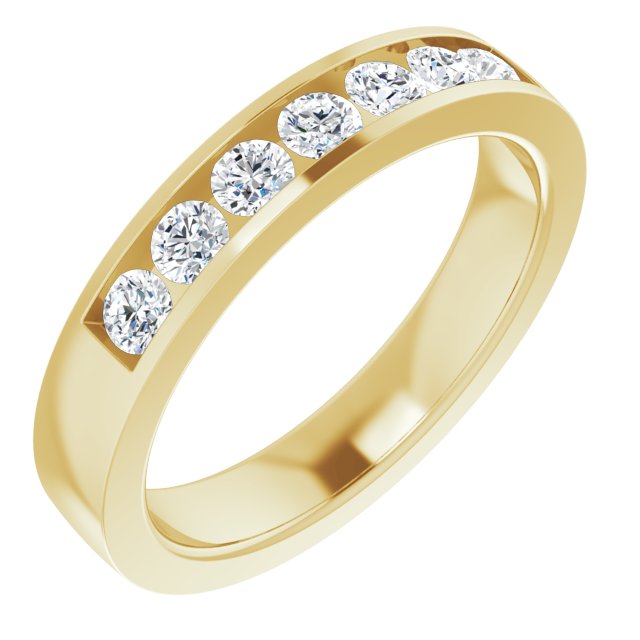 14K Gold Lab-Grown Diamond Channel-Set Seven-Stone Band - Yellow Gold
