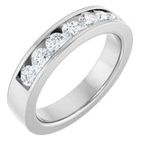 14K Gold Lab-Grown Diamond Channel-Set Seven-Stone Band - White Gold