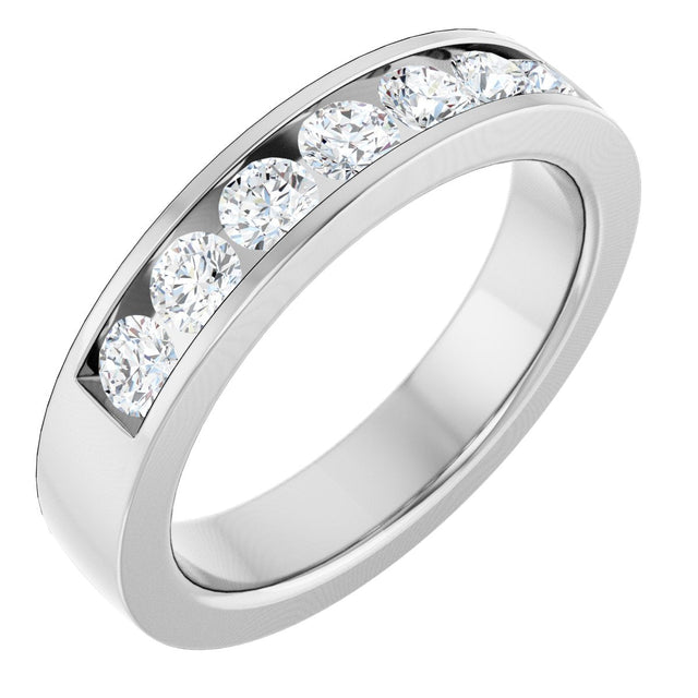 14K Gold Lab-Grown Diamond Channel-Set Seven-Stone Band - White Gold