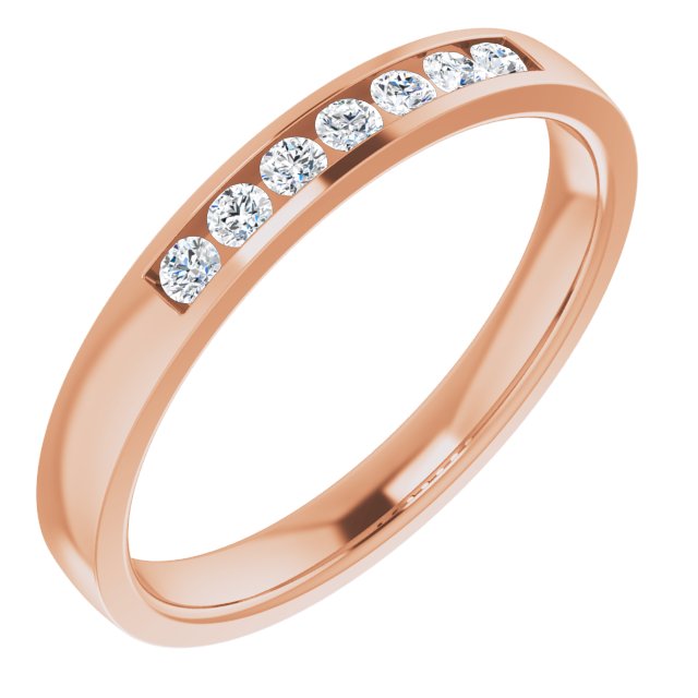 14K Gold Lab-Grown Diamond Channel-Set Seven-Stone Band - Rose Gold