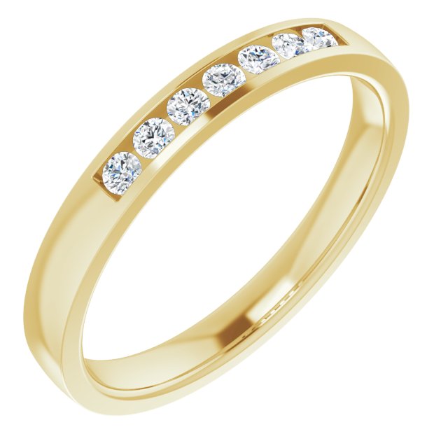 14K Gold Lab-Grown Diamond Channel-Set Seven-Stone Band - Yellow Gold