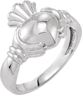 18K Gold Claddagh Band - White Gold