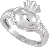 18K Gold Claddagh Band - White Gold - view 3