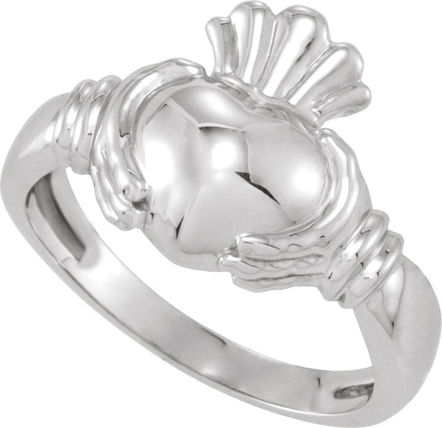 18K Gold Claddagh Band - White Gold - view 3