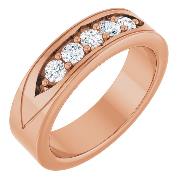 14K Gold Round Lab-Grown Diamond Accented Band - 1/2 CTW - Rose Gold