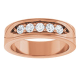 14K Gold Round Lab-Grown Diamond Accented Band - 1/2 CTW - Rose Gold - view 3