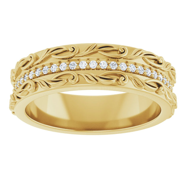 14K Gold Round Lab-Grown Diamond Accented Band - 1/4 CTW - Yellow Gold - view 3