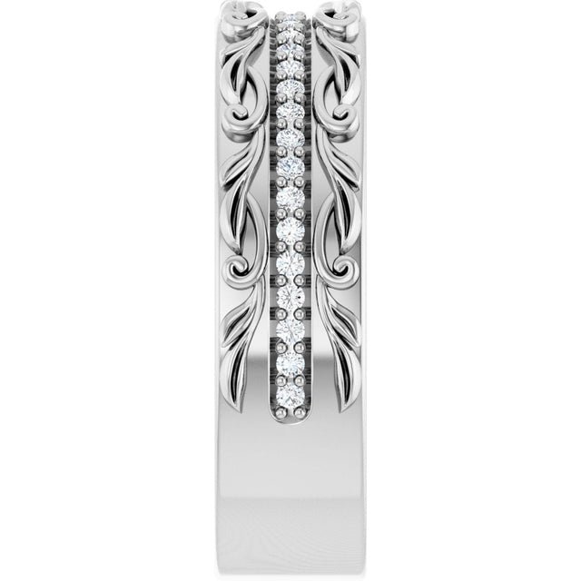 14K Gold Round Lab-Grown Diamond Accented Band - 1/4 CTW - White Gold - view 4