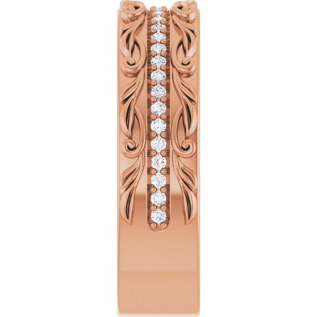 14K Gold Round Lab-Grown Diamond Accented Band - 1/4 CTW - Rose Gold - view 4