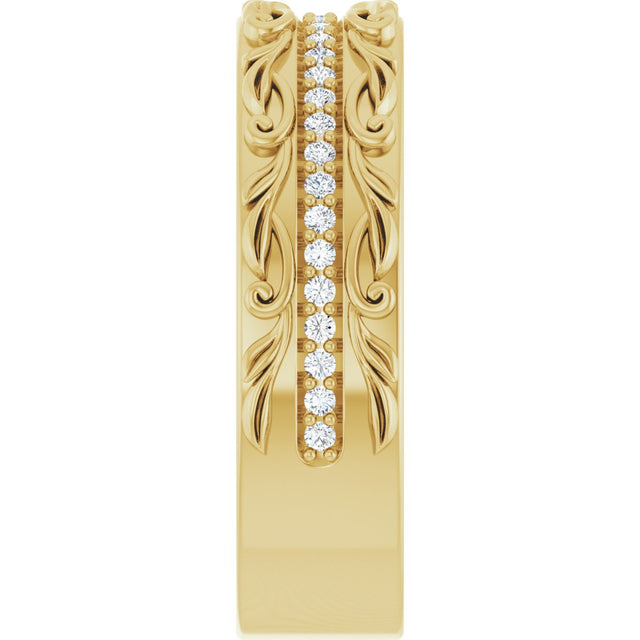 14K Gold Round Lab-Grown Diamond Accented Band - 1/4 CTW - Yellow Gold - view 4