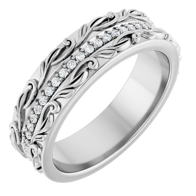 Platinum Round Natural Diamond Accented Band - 1/4 CTW