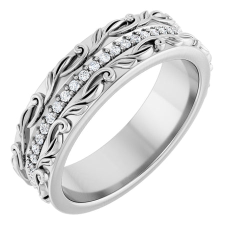 14K Gold Round Lab-Grown Diamond Accented Band - 1/4 CTW - White Gold