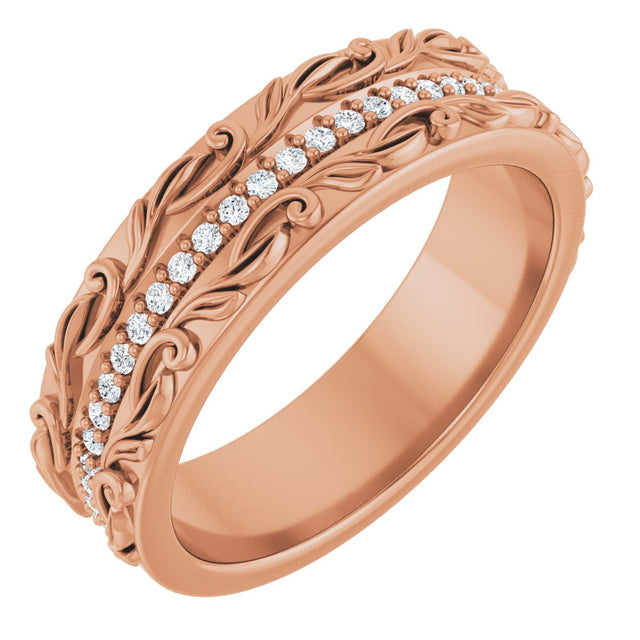 14K Gold Round Natural Diamond Accented Band - 1/4 CTW - Rose Gold
