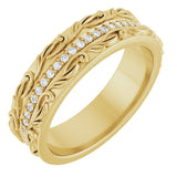 14K Gold Round Natural Diamond Accented Band - 1/4 CTW - Yellow Gold