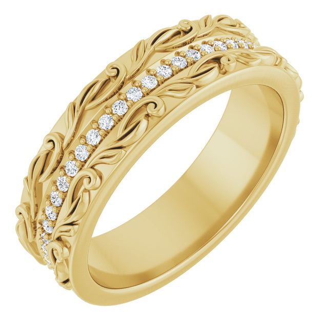 14K Gold Round Lab-Grown Diamond Accented Band - 1/4 CTW - Yellow Gold
