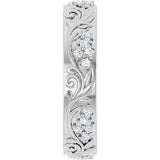 Platinum Round Lab-Grown Diamond Accented Floral Band - 1.5mm Stones - view 4