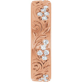 14K Gold Round Lab-Grown Diamond Accented Floral Band - 1.5mm Stones - Rose Gold - view 4