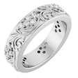 Platinum Round Lab-Grown Diamond Accented Floral Band - 1.5mm Stones
