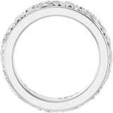 14K Gold Round Lab-Grown Diamond Accented Floral Band - 1.5mm Stones - White Gold - view 2