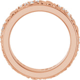 14K Gold Round Lab-Grown Diamond Accented Floral Band - 1.5mm Stones - Rose Gold - view 2