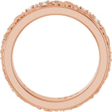 14K Gold Round Lab-Grown Diamond Accented Floral Band - 1.5mm Stones - Rose Gold - view 2