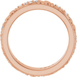 14K Gold Round Lab-Grown Diamond Accented Floral Band - 1.5mm Stones - Rose Gold - view 2