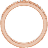 14K Gold Round Lab-Grown Diamond Accented Floral Band - 1.5mm Stones - Rose Gold - view 2