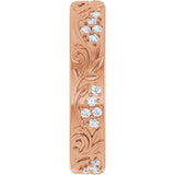 14K Gold Round Lab-Grown Diamond Accented Floral Band - 1.5mm Stones - Rose Gold - view 4