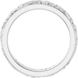 14K Gold Round Lab-Grown Diamond Accented Floral Band - 1.5mm Stones - White Gold - view 2