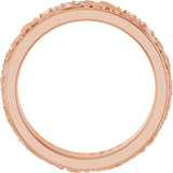 14K Gold Round Lab-Grown Diamond Accented Floral Band - 1.5mm Stones - Rose Gold - view 2