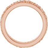 14K Gold Round Lab-Grown Diamond Accented Floral Band - 1.5mm Stones - Rose Gold - view 2