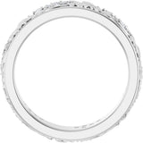 14K Gold Round Lab-Grown Diamond Accented Floral Band - 1.5mm Stones - White Gold - view 2