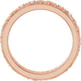 14K Gold Round Lab-Grown Diamond Accented Floral Band - 1.5mm Stones - Rose Gold - view 2