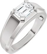 Platinum Emerald Lab-Grown Diamond Beveled-Edge Solitaire Band - 1 CTW