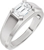 Platinum Emerald Lab-Grown Diamond Beveled-Edge Solitaire Band - 1 CTW